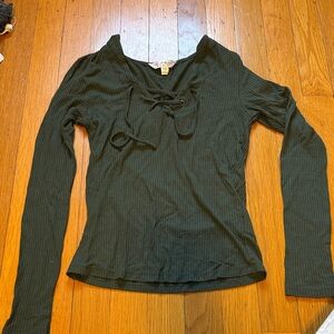 Miss Selfridge Dark Green Long Sleeve Top